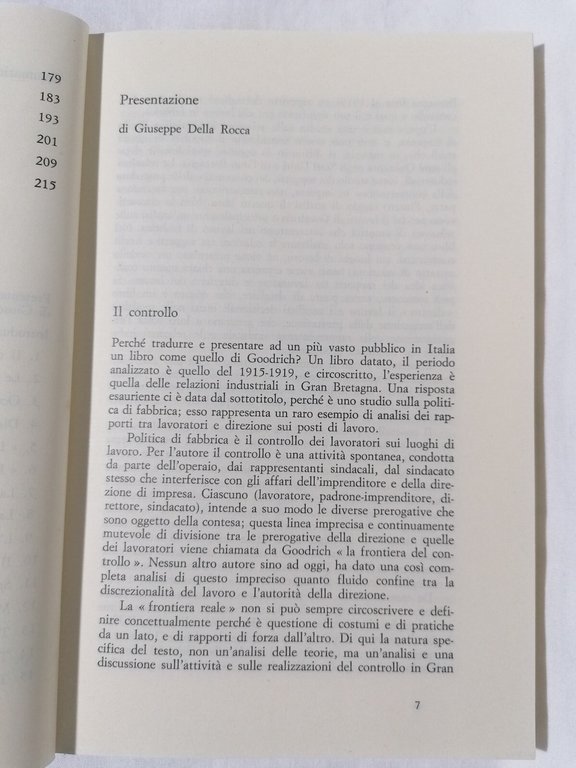 Le Frontiere del Controllo - Libro Goodrich Lavoro Fabbrica lavoratori …