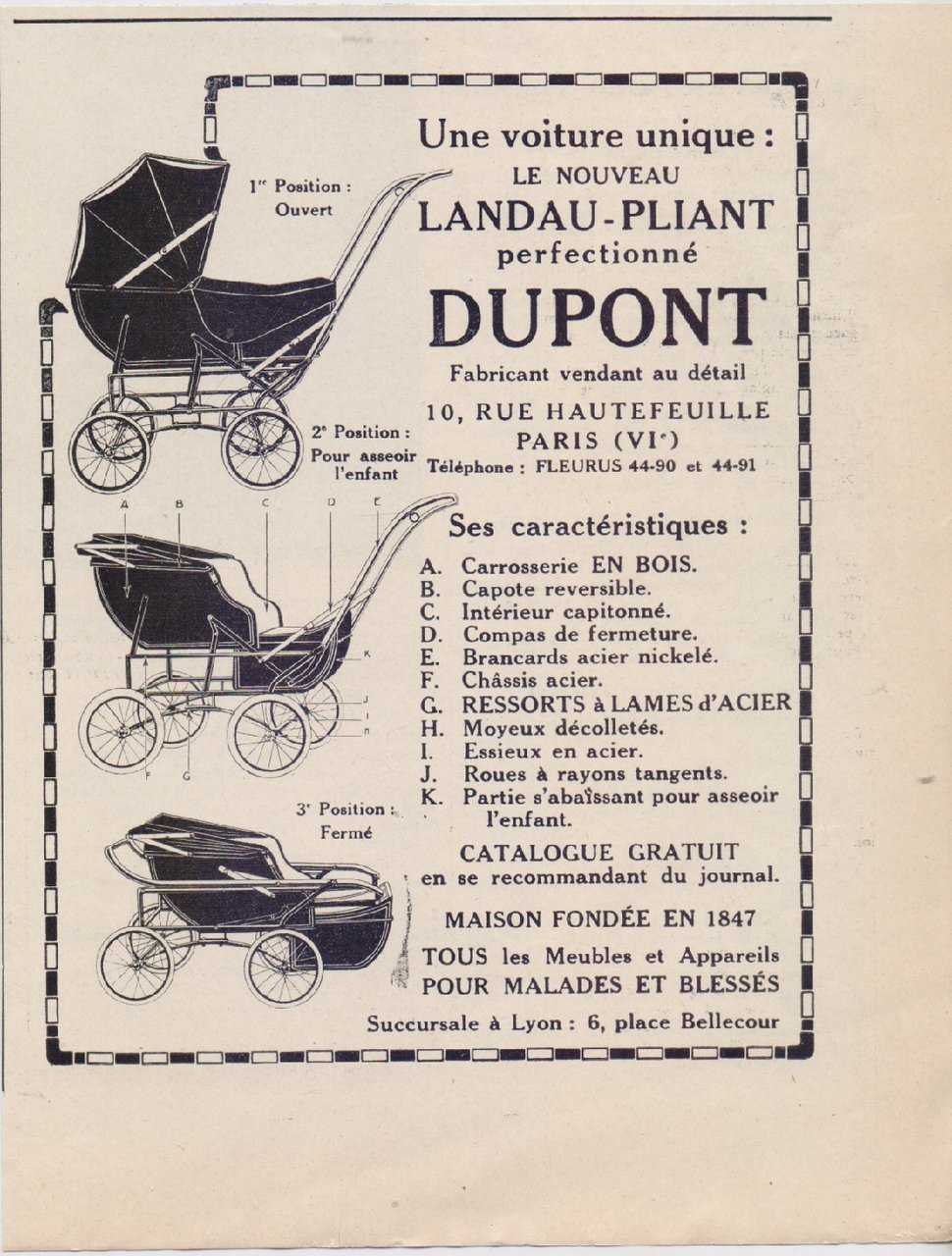Le landau-pliant Dupont. Advertising 1926 | Immagine principale