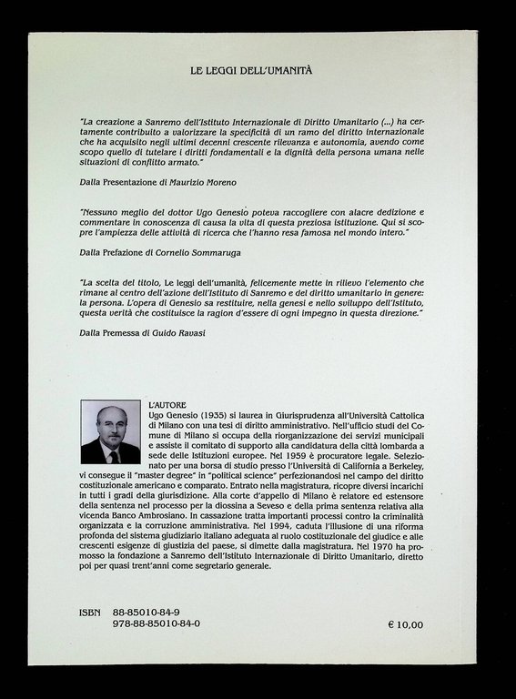 Le Leggi dell'Umanità Libro Ugo Genesio Ist. Internazionale Diritto Umanitario