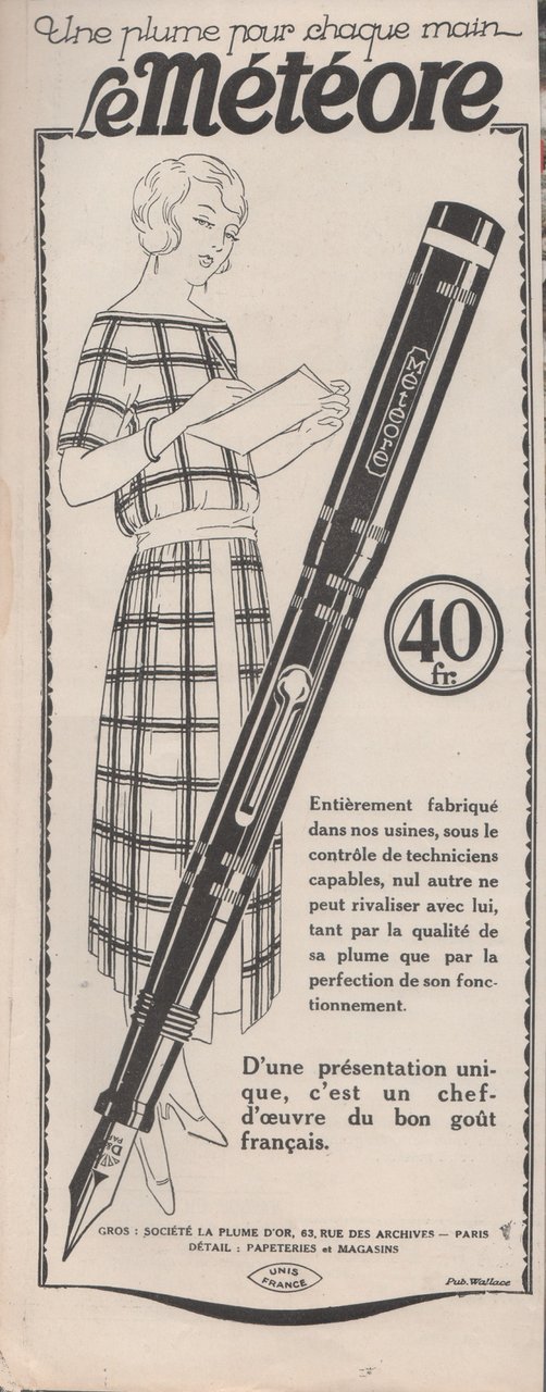 Le Meteore une plume pour chaque main. Advertising 1925 | Immagine principale