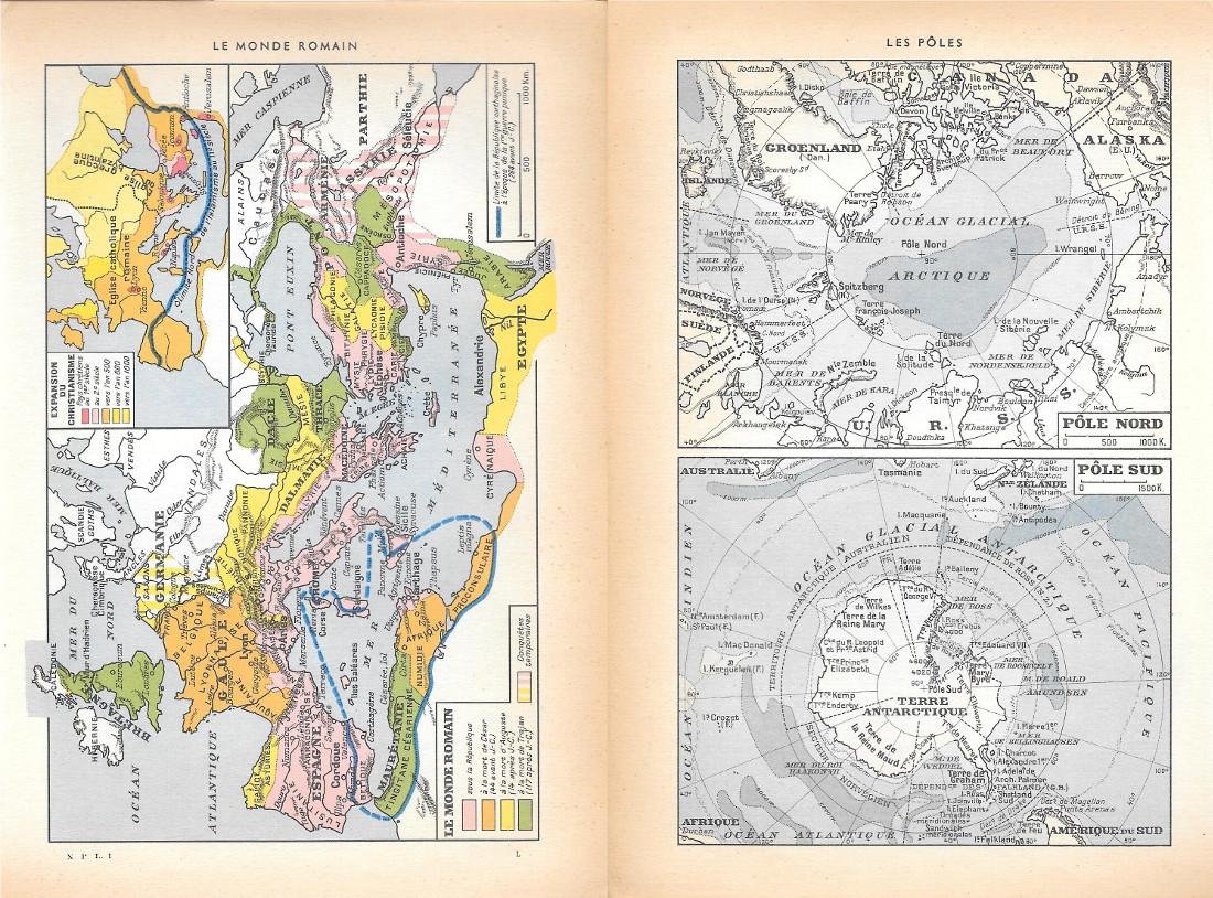 Le monde romain/ Les poles. Stampa 1954, fronte/retro | Immagine principale