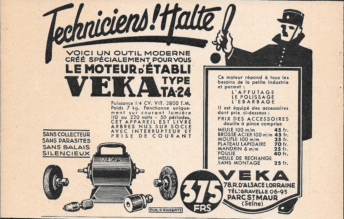 Le moteur d'etabli Veka Type TA 24 - Advertising 1935 | Immagine principale