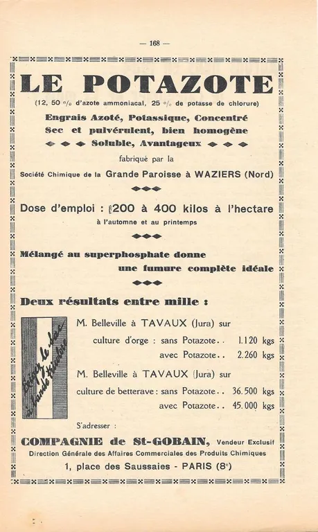 Le potazote. Engras azoté, potassique, concentré. Pubblicita 1932
