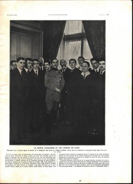 Le prince Alexandre et les lyceens de Paris (WWI). Immagine …