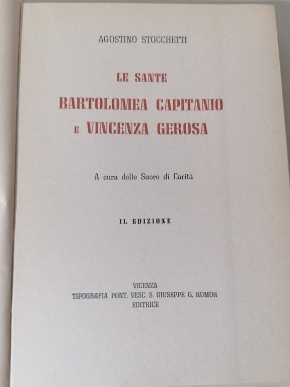 Le Sante Bartolomea Capitanio e Vincenza Gerosa Libro Stocchetti 2 …