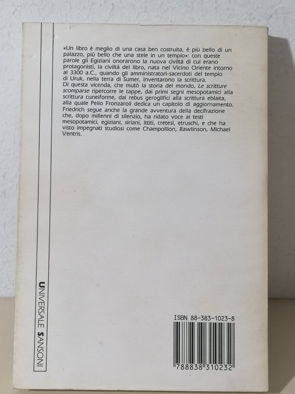 Le Scritture Scomparse Libro Friedrich Universale Sansoni Fronzaroli 8838310238