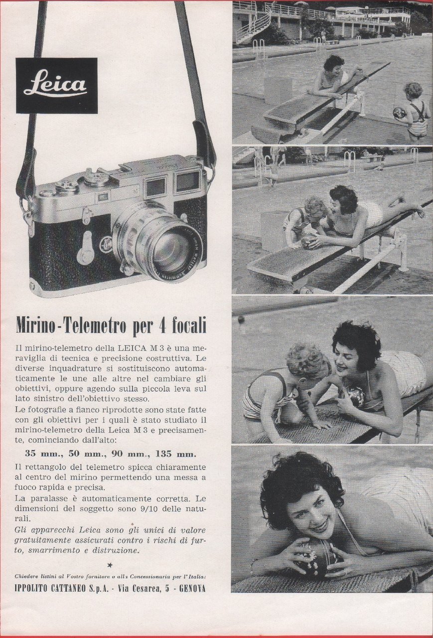 Leica. Mirino-telemetro per 4 focali Advertising 1959 | Immagine principale