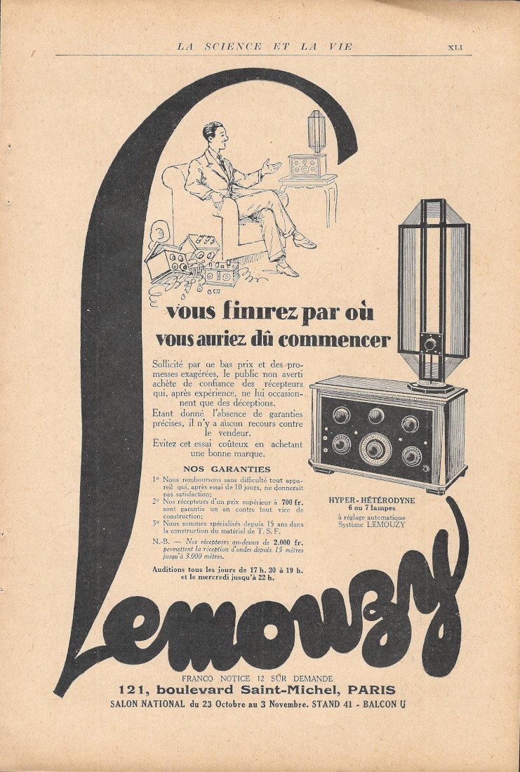Lemouzy Super-Heterodyne - Advertising 1929 | Immagine principale