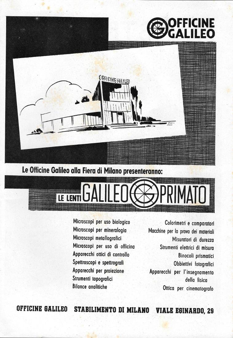 Lenti Galileo Primato / Italstrade. Advertising 1941 | Immagine principale