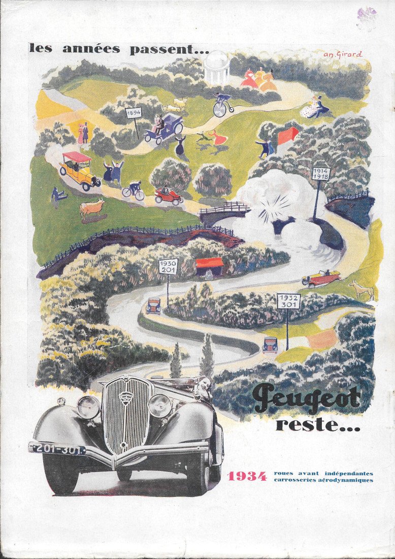 Les année passet... Peugeot reste .... - Advertising 1934 | Immagine principale