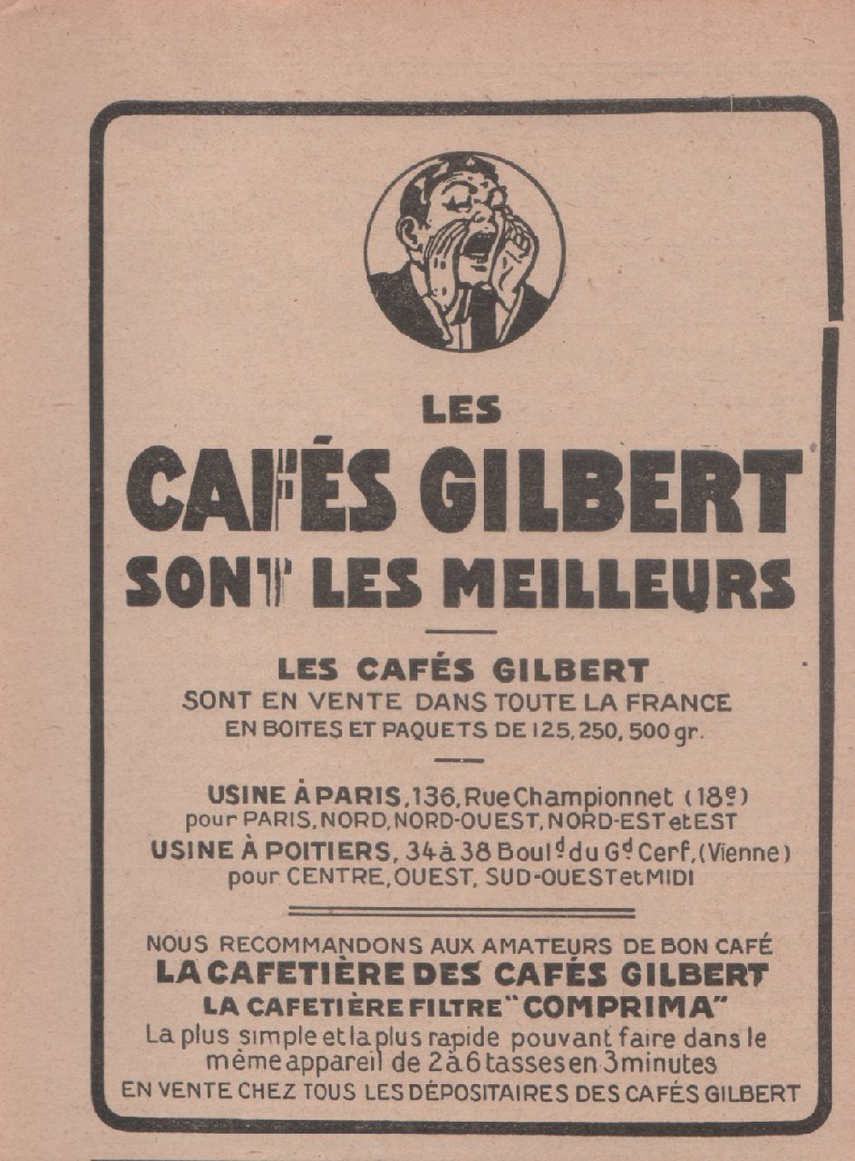 Les Cafes Gilbert sont les meilleurs. Advertising 1928 | Immagine principale
