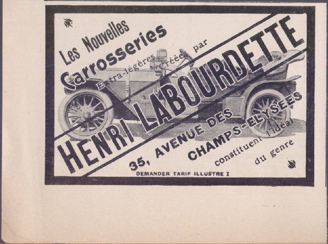 Les nouvelles carrosserie par Henry Labourdette, Paris. Advertising 1910 | Immagine principale