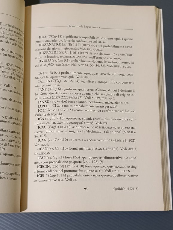 Lessico della lingua etrusca. Appellativi, antroponimi, toponimi