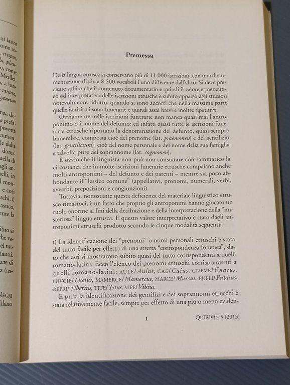 Lessico della lingua etrusca. Appellativi, antroponimi, toponimi