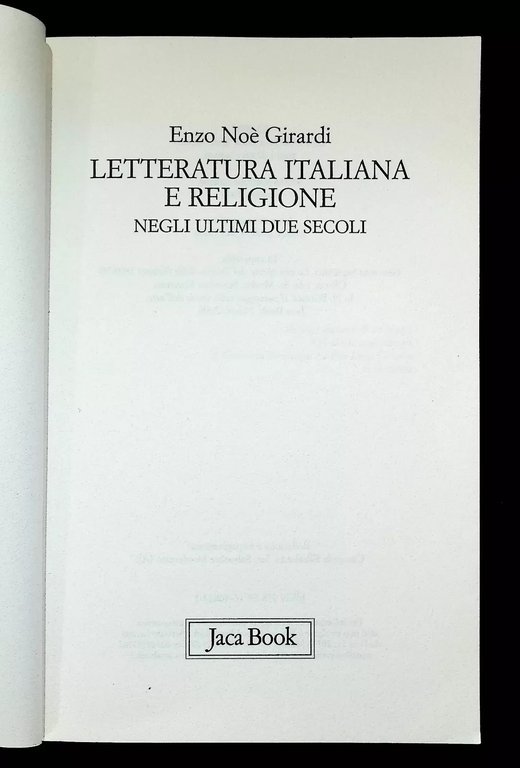 Letteratura Italiana e Religione negli ultimi due secoli Libro Girardi …