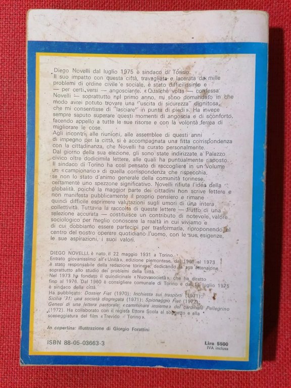 Lettere al sindaco, LIbro Diego Novelli, SEI 1979, Politica, Torino