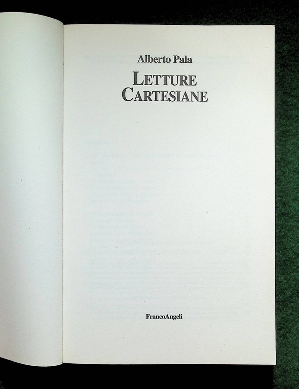 Letture Cartesiane - Alberto Pala, Libro Filosofia Franco Angeli 1997