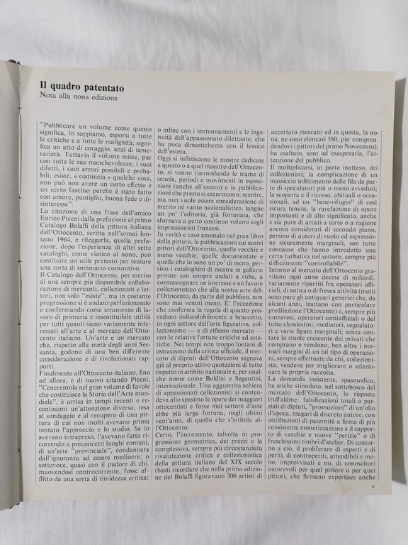 Libro CATALOGO BOLAFFI della pittura italiana dell'Ottocento n. 9 Marini …