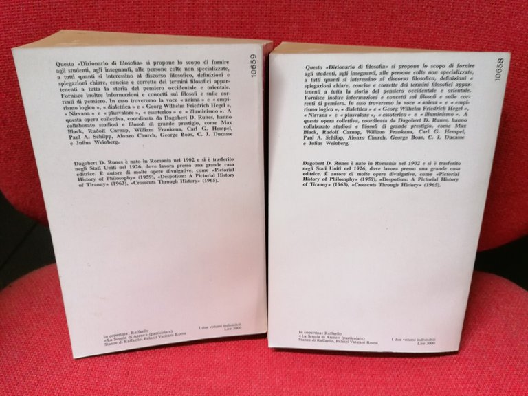 LIBRO Dizionario di filosofia 2 volumi Dragobert Runes Mondadori 1972