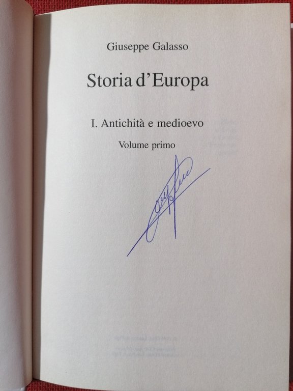 LIBRO Giuseppe Galasso STORIA D'EUROPA antichità e medioevo CDE Laterza