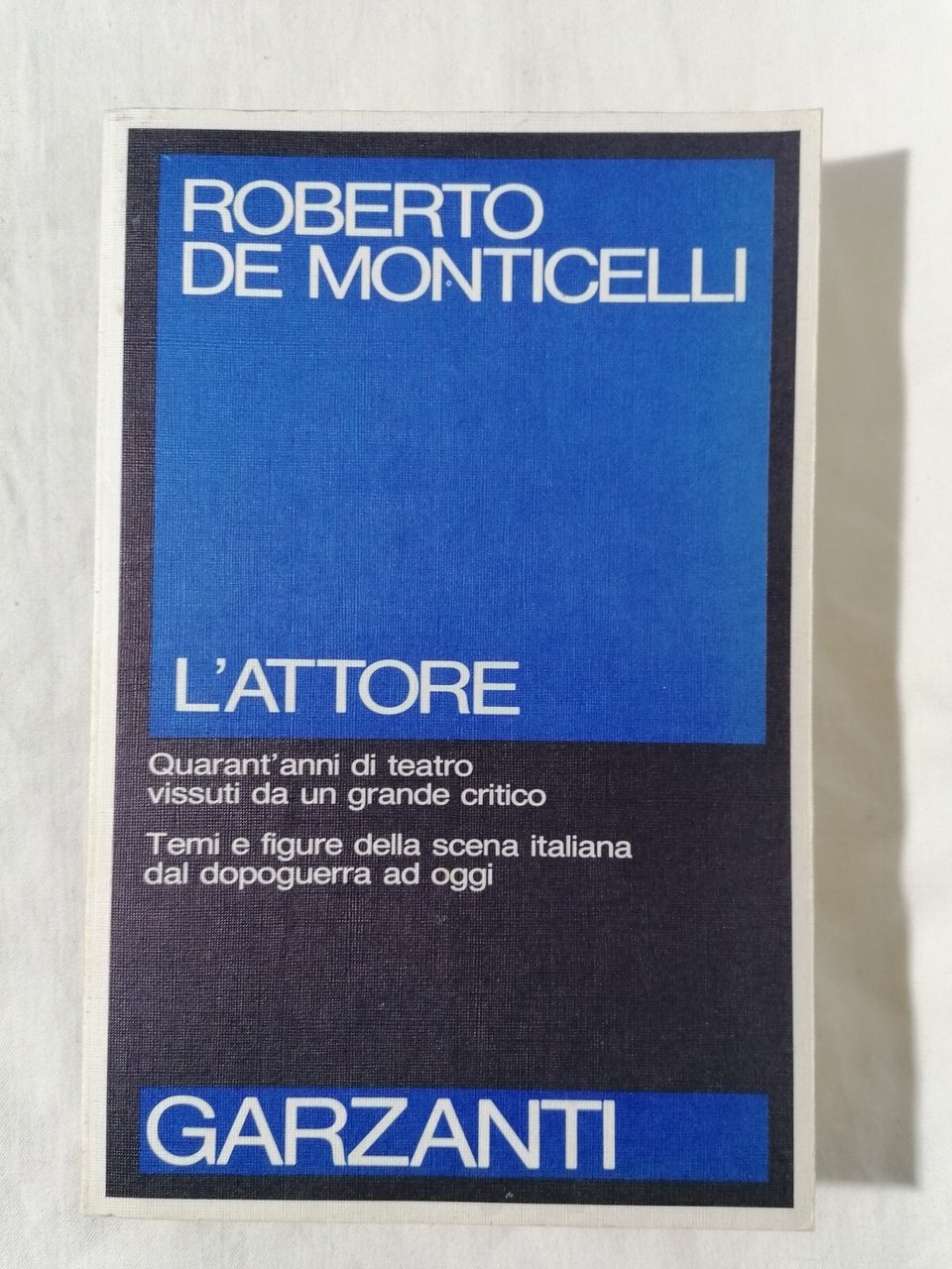 Libro L'ATTORE Roberto De Monticelli teatro 1^ edizione 1988 Orlando …