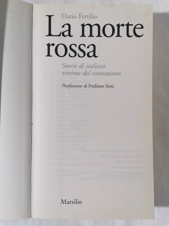 Libro LA MORTE ROSSA Storie di italiani vittime del comunismo …
