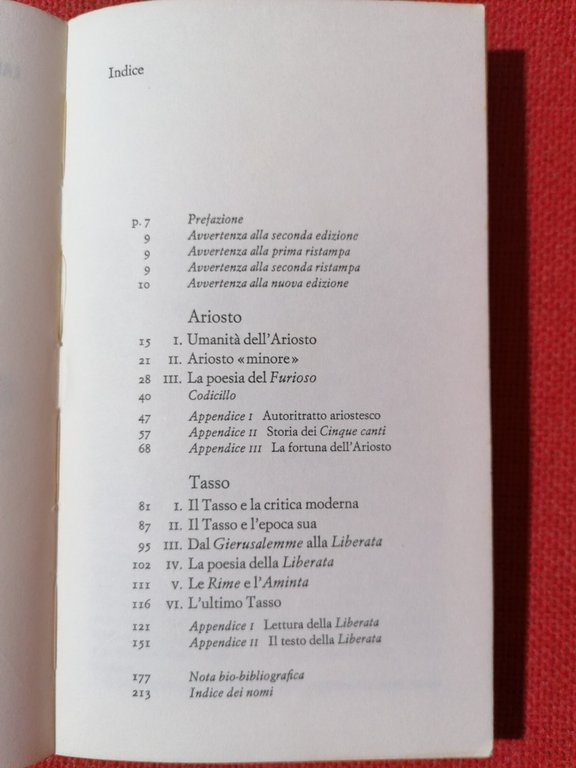 LIBRO Lanfranco Caretti ARIOSTO E TASSO Piccola Biblioteca Einaudi 1977