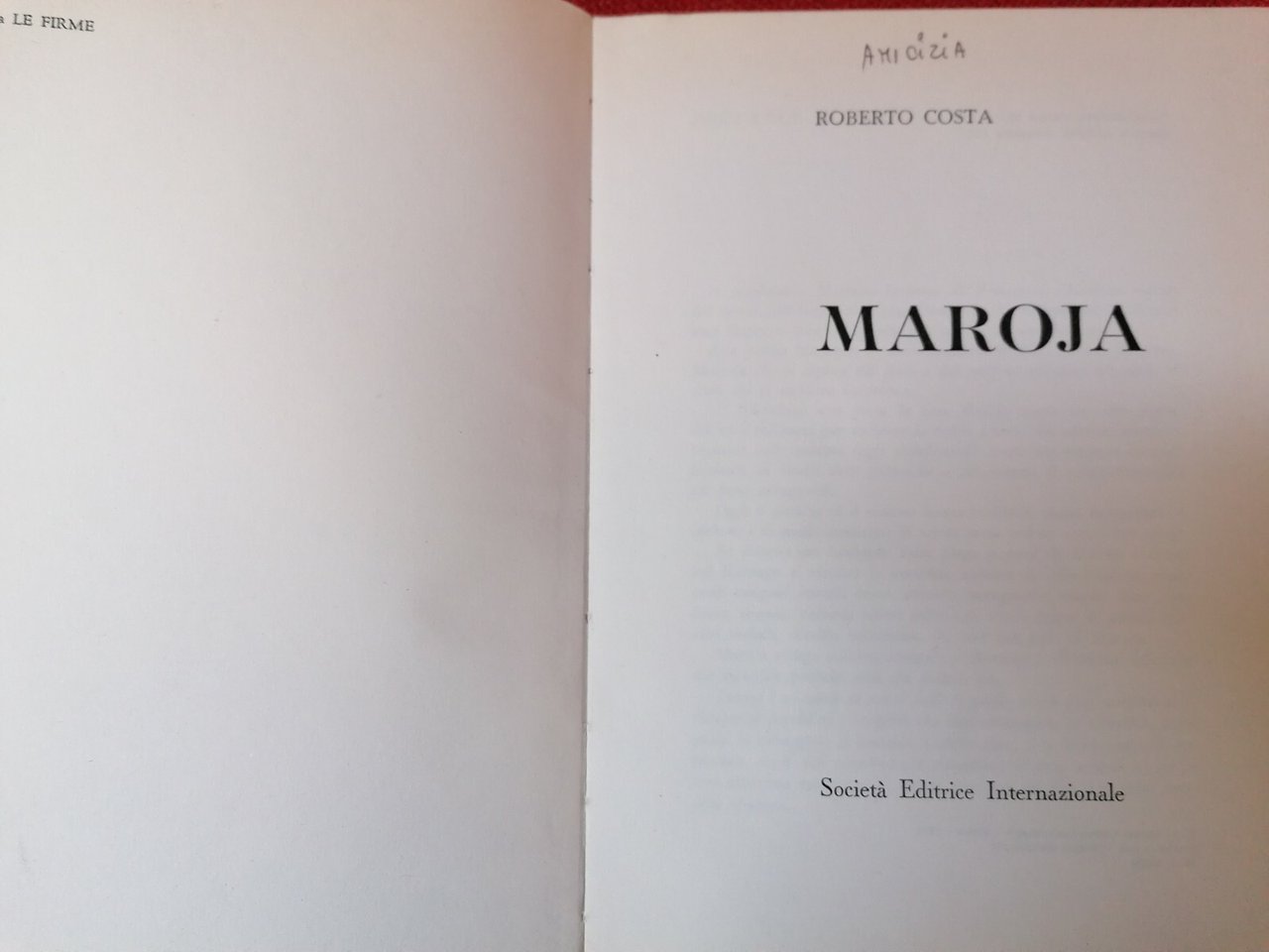 LIBRO Maroja - Roberto Costa - SEI Editore - 1971