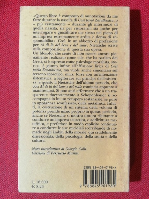 LIBRO Nietzsche, Al di là del bene e del male …