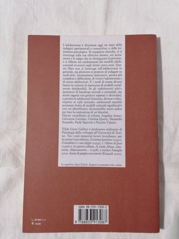 LIBRO Tilde Giani Gallino L'ALTRA ADOLESCENZA Bollati Boringhieri 2001 1^ …