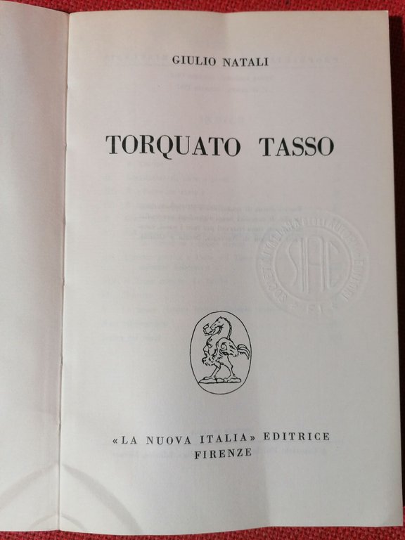 LIBRO Torquato Tasso di Giulio Natali - La Nuova Italia …
