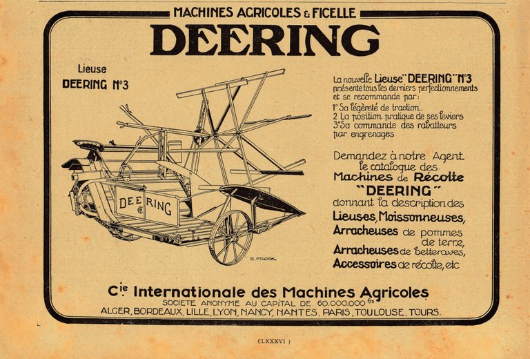 Lieuse Deering no 3. Advertising 1927