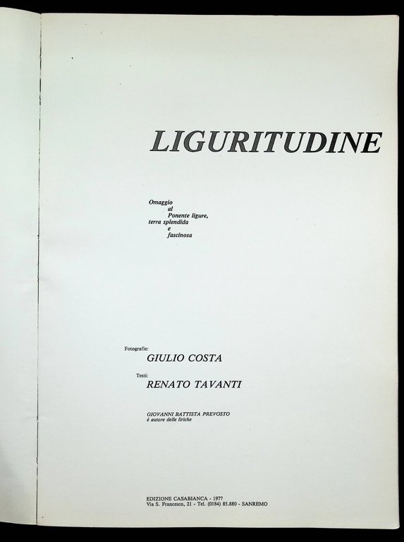 Liguritudine Omaggio al Ponente Ligure Libro Illustrato Costa Tavanti Casabianca | Immagine Gallery 3