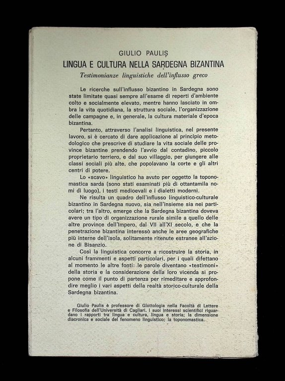 Lingua e Cultura nella Sardegna Bizantina. Testimonianze Linguistiche dell'Influsso Greco