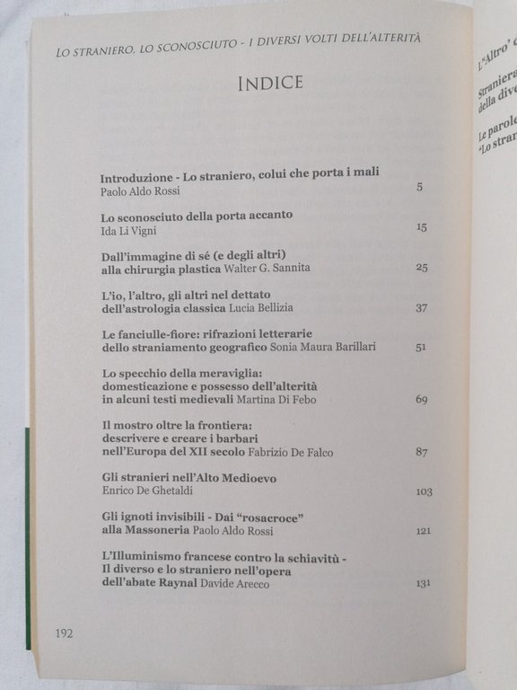 Lo Straniero Lo Sconosciuto I diversi volti dell'Alterità Libro Paolo …