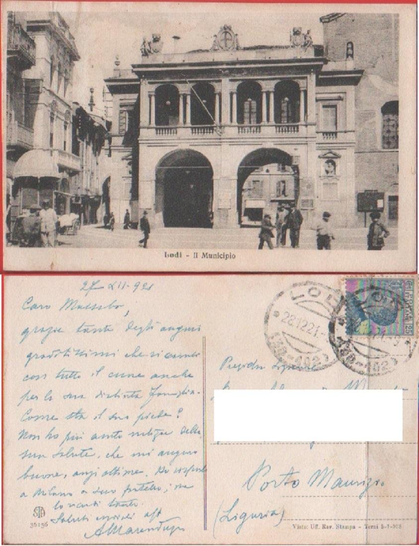 Lodi. Muncipio. Viaggiata 1921. Animata | Immagine principale