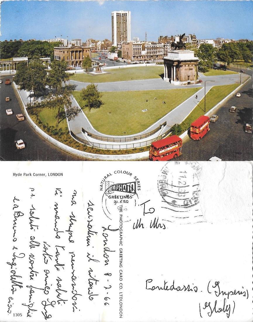 London. Hyde Park Corner. Viaggiata 1966 | Immagine principale