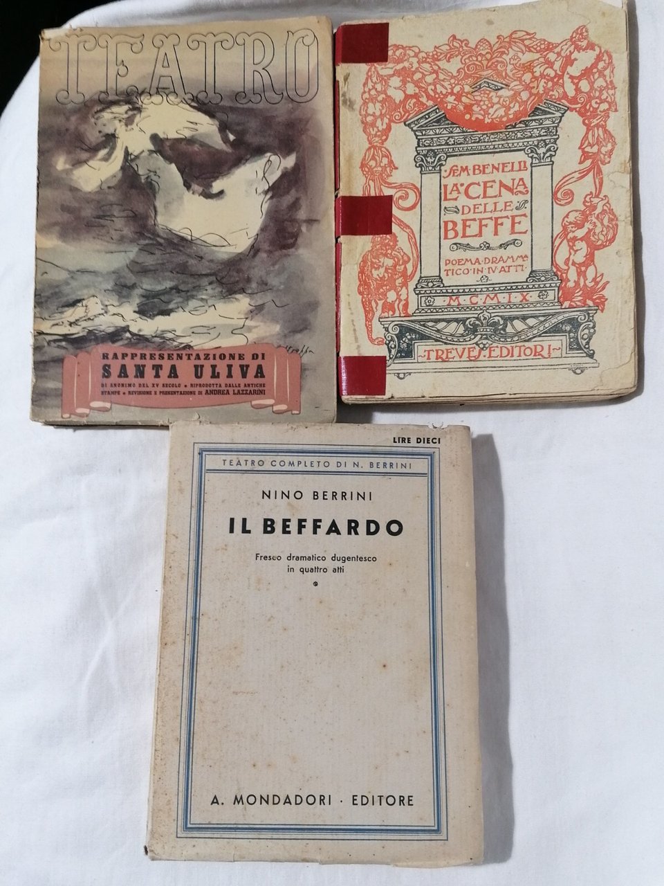 Lotto di tre libretti teatrali vecchi primi Novecento Nino Berrini …