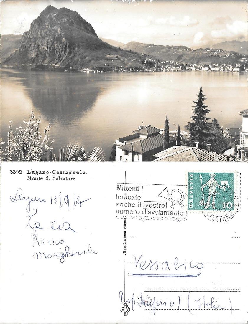 Lugano-Castagnola. Monte S. Salvatore. Viaggiata 1965 | Immagine principale