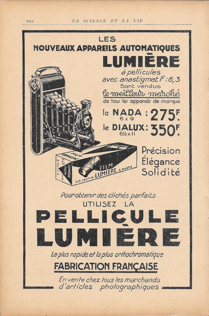 Lumiere les nouveaux appareils automatiques, Pellicule Lumiere - Advertising 1931 | Immagine principale
