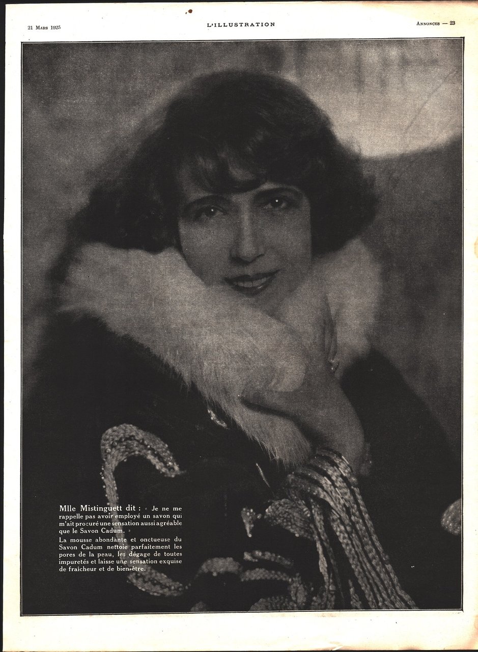 M.lle Mistinguette. Savon Cadum. Advertising 1925 | Immagine principale