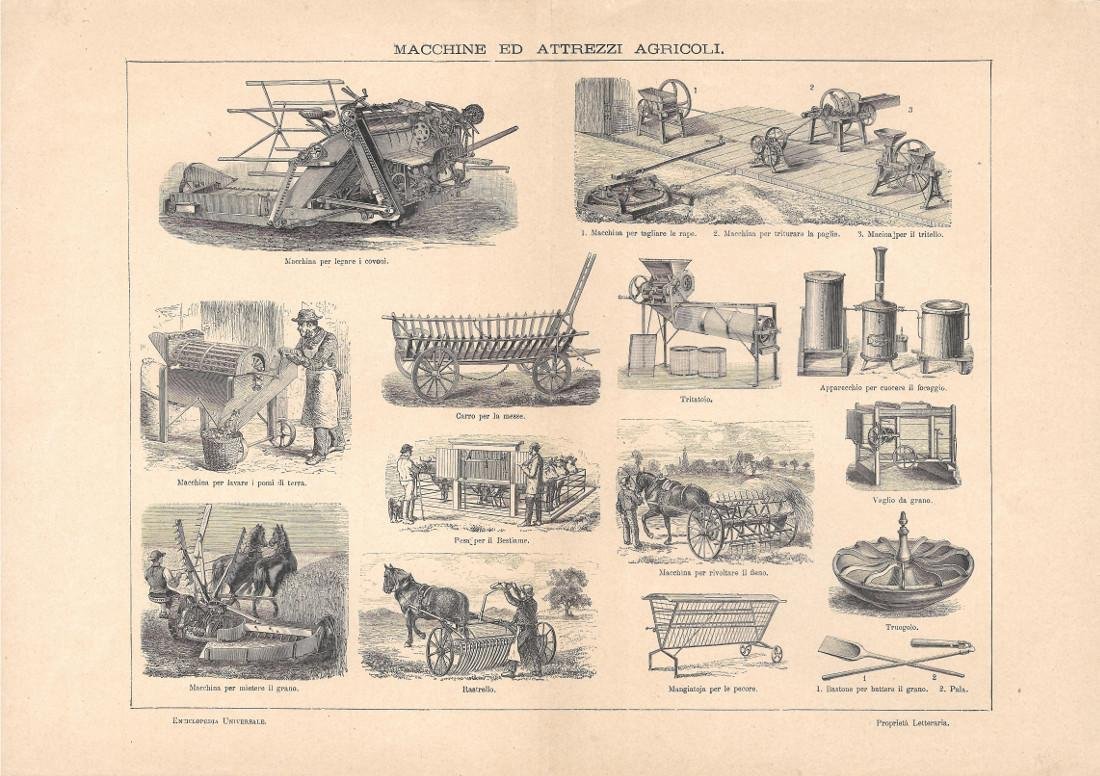 Macchine ed attrezzi agricoli II. Lexicon Vallardi 1900 ca. | Immagine principale