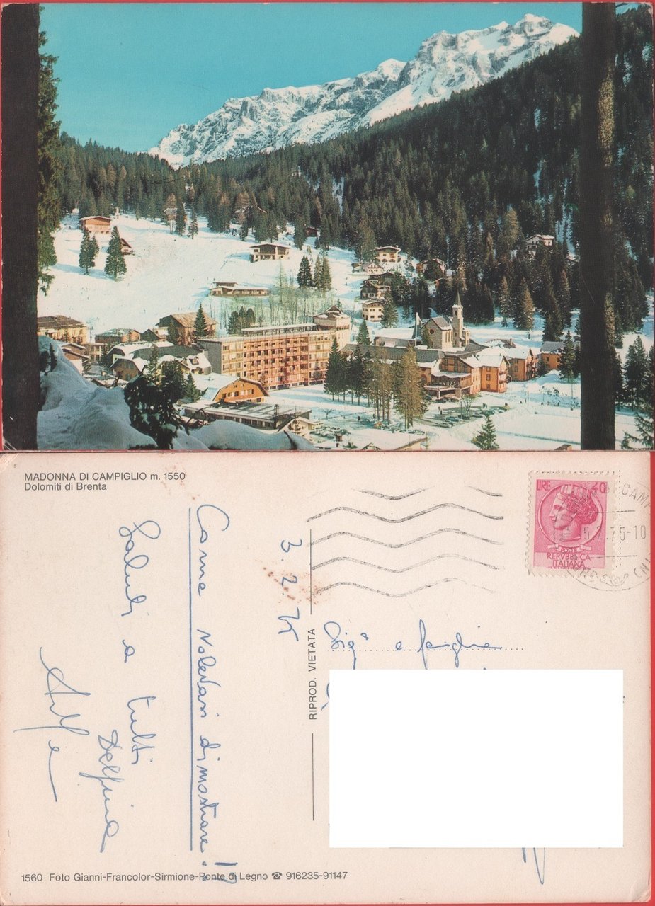 Madonna di Campiglio. Dolomiti di Brenta. Viaggiata 1975 | Immagine principale