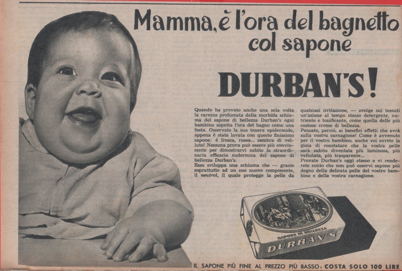 Mamma, è l'ora del bagnetto col sapone Durban's. Advertising 1956 | Immagine principale