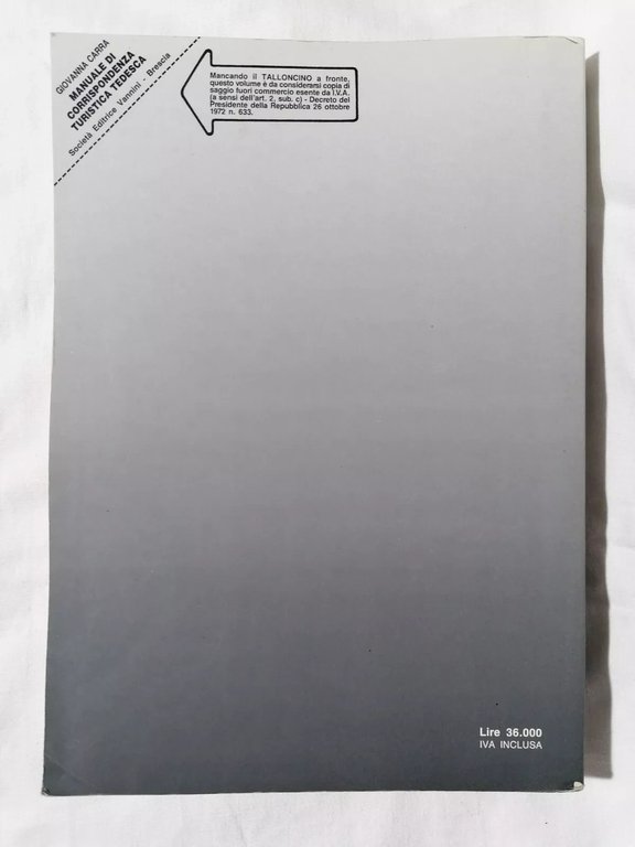 Manuale Di Corrispondenza Turistica Tedesca Libro Giovanna Carra Vannini 1992