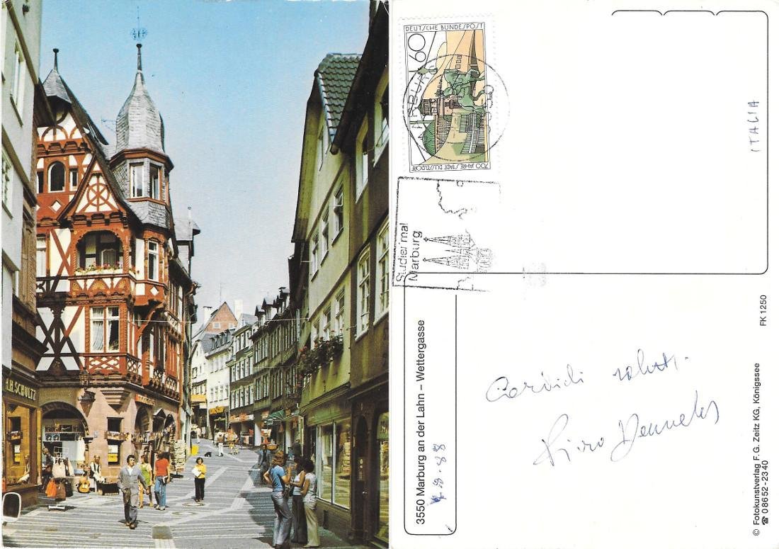 Marburg an der Lahn(Ger). Wettelgasse. Viaggiata 1988 | Immagine principale