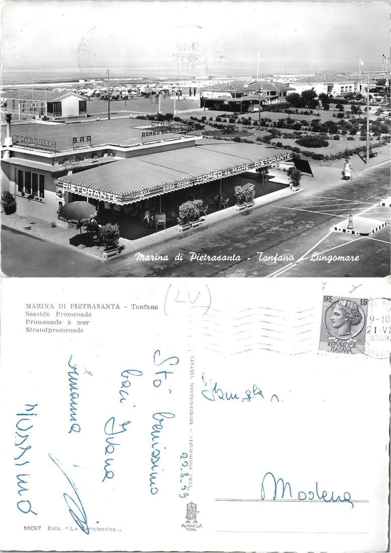 Marina di Pietrasanta. Tonfano. Lungomare. Alterocca. Viaggiata 1959 | Immagine principale