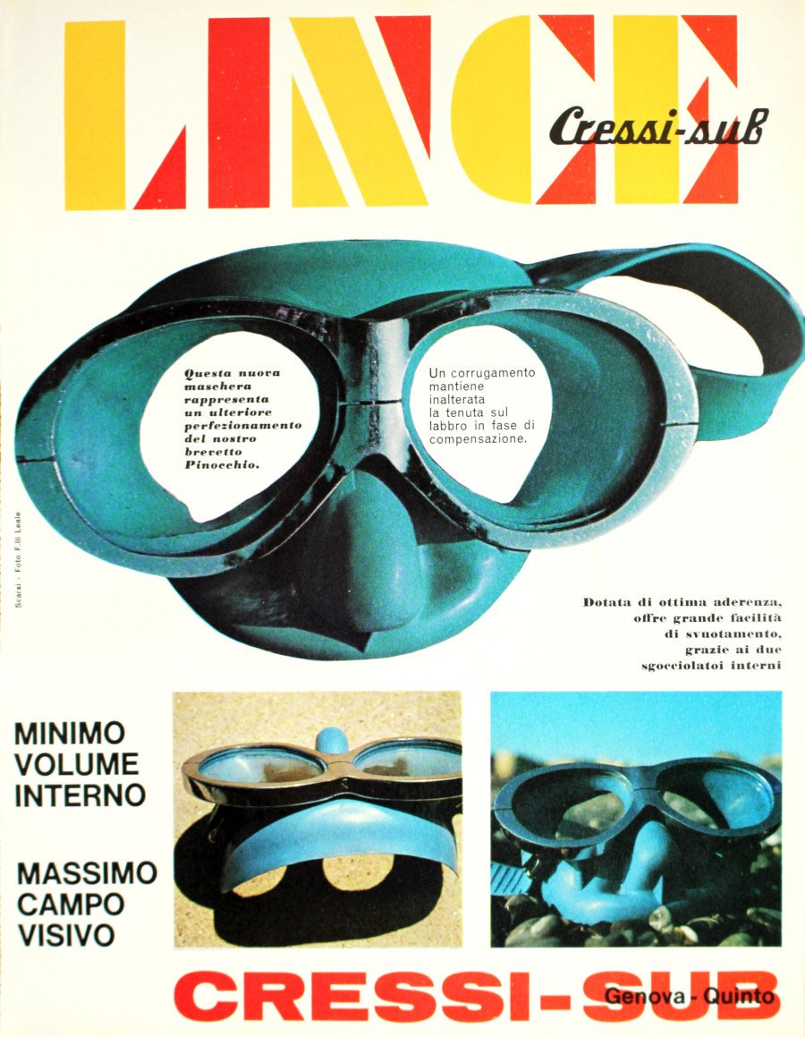 Maschera Lince Cressi-Sub. Advertising 1969 | Immagine principale