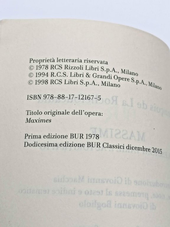 Massime - La Rochefoucauld - Bur Classici Testo Francese a …