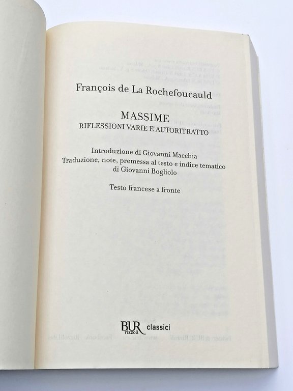 Massime - La Rochefoucauld - Bur Classici Testo Francese a …